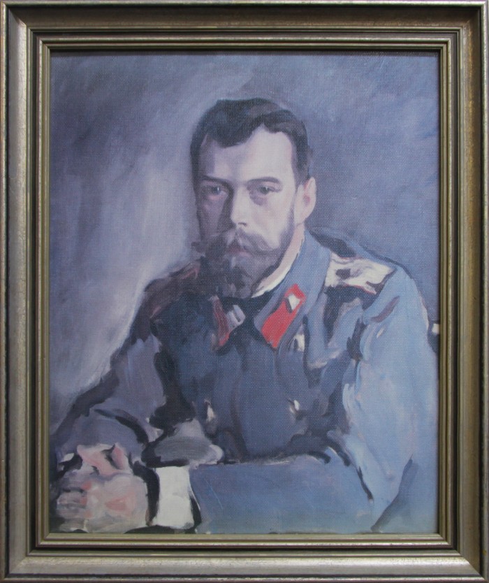 Портрет Николая II, оформленный в деревянном багете